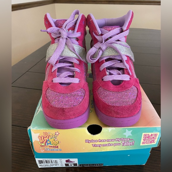 Skechers Girls Hyde Hytop Plus 2 Sneaker Wedges Shoes - Picture 6 of 8